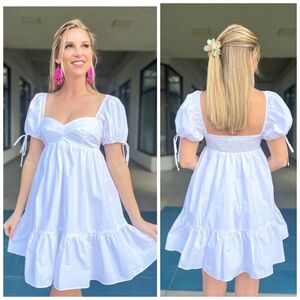 Olivaceous Lola Babydoll Dress in white size Medium